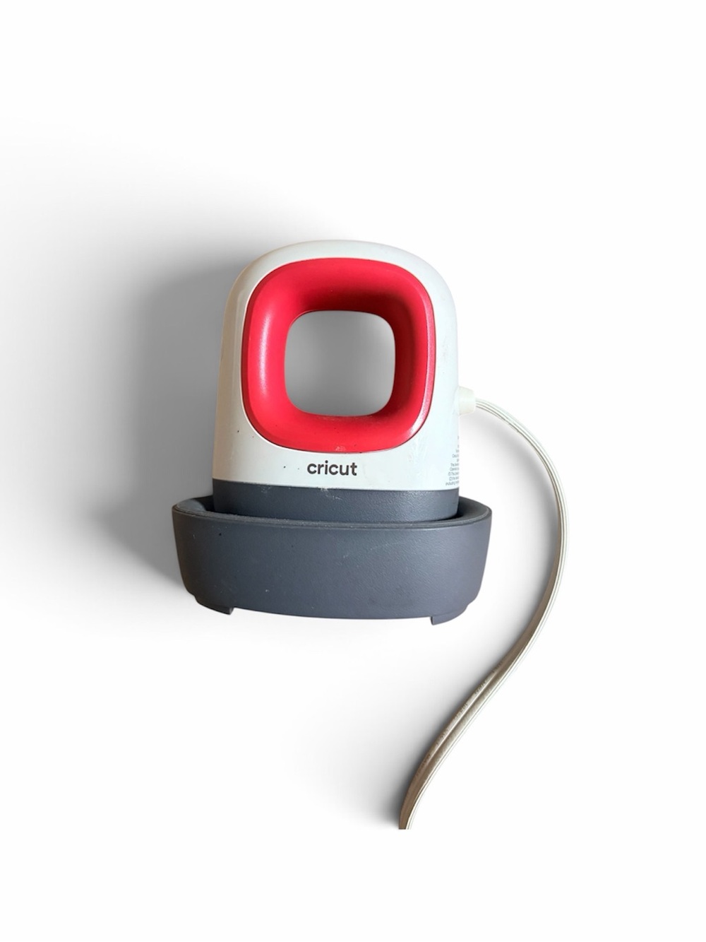 Cricut Mini Heat Press in White and Red with Gray Base